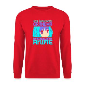 Anime Manga Otaku Kawaii Japan Cosplay Grandma - Unisex Sweatshirt - red - Front - Alina (178cm) & Michal (187cm)
