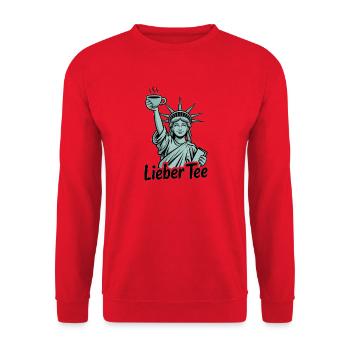 Lieber Tee Liberty Statue - Unisex Pullover - Rot - Vorne - Alina (178cm) & Michal (187cm)