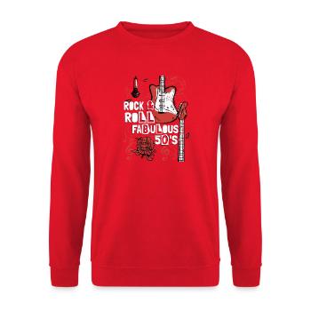 Rock & Roll Fabulous 50's Music Guitar Rock Band - Unisex Pullover - Rot - Vorne - Alina (178cm) & Michal (187cm)