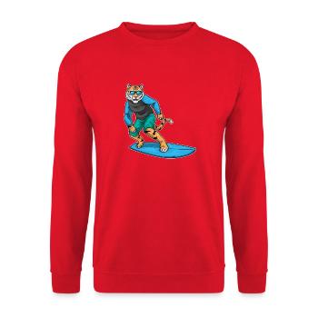Tiger Surfen Surfbrett Sommer - Unisex Pullover - Rot - Vorne - Alina (178cm) & Michal (187cm)