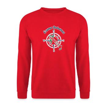 Exuma Bahamas Kompass Grafik - Unisex Pullover - Rot - Vorne - Alina (178cm) & Michal (187cm)