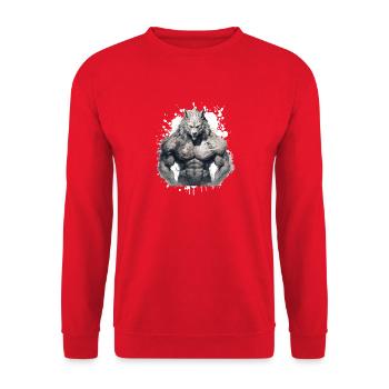 Wolf Muscles Bodybuilding Beast - Unisex Sweatshirt - red - Front - Alina (178cm) & Michal (187cm)