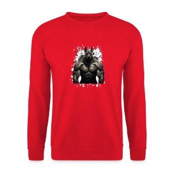 Doberman Dog Muscles Workout Beast - Unisex Sweatshirt - red - Front - Alina (178cm) & Michal (187cm)