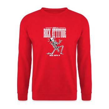 I Have A Rock Attitude Deal With It Music Guitar - Unisex Pullover - Rot - Vorne - Alina (178cm) & Michal (187cm)