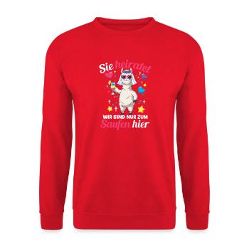 Bachelorette Party Wedding Bride Maid of Honor - Unisex Sweatshirt - red - Front - Alina (178cm) & Michal (187cm)