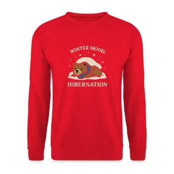 Winter Mood: Hibernation – Cozy Winter Bear S - Unisex Sweatshirt - red - Front - Alina (178cm) & Michal (187cm)