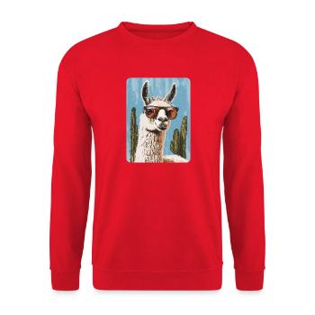 lama - Sweat-shirt Unisexe - rouge - Devant - Alina (178cm) & Michal (187cm)