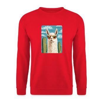 lama - Sweat-shirt Unisexe - rouge - Devant - Alina (178cm) & Michal (187cm)
