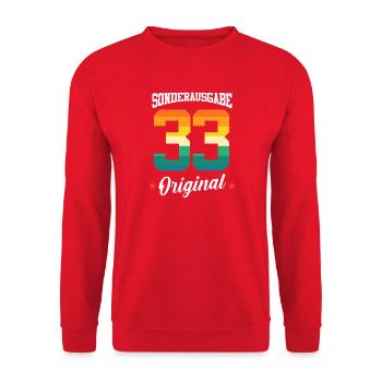 33 Geburtstag - Unisex Pullover - Rot - Vorne - Alina (178cm) & Michal (187cm)