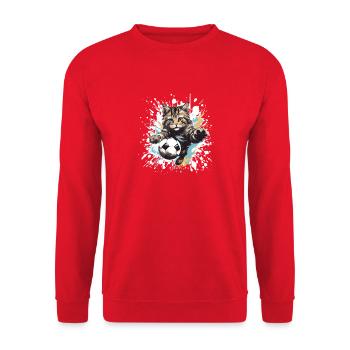 Cat Football Team - Unisex Sweatshirt - red - Front - Alina (178cm) & Michal (187cm)
