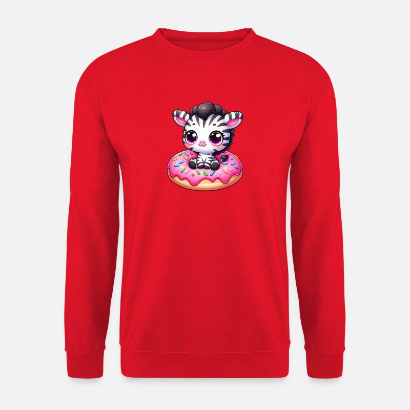 Cute Zebra Donut Dessert Funny Comic - Unisex Sweatshirt - red