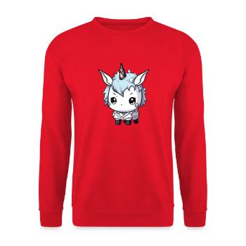 Licorne Hiver Animal Bébé Bande Dessinée - Sweat-shirt Unisexe - rouge - Devant - Alina (178cm) & Michal (187cm)