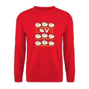 Dumpling Love Muster  - Unisex Pullover - Rot - Vorne - Alina (178cm) & Michal (187cm)