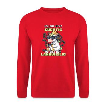 Le jeu crée une dépendance - Unicorn - Sweat-shirt Unisexe - rouge - Devant - Alina (178cm) & Michal (187cm)