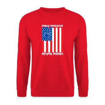 Anime Manga Otaku Kawaii États-Unis Drapeau de l’Amérique Drapeau - Sweat-shirt Unisexe - rouge - Devant - Alina (178cm) & Michal (187cm)