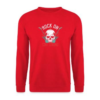 Rock On Stay Strong Rock Band Guitar Music - Unisex Sweatshirt - red - Front - Alina (178cm) & Michal (187cm)