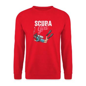 Scuba Girl Taucherin Design - Unisex Pullover - Rot - Vorne - Alina (178cm) & Michal (187cm)