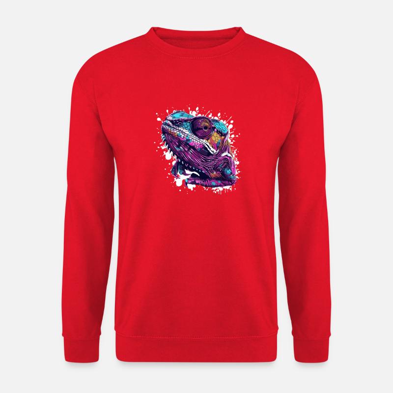 Neon Reptilienkopf Chamäleon - Unisex Pullover - Rot
