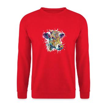 Cow Paint Splash - Unisex Sweatshirt - red - Front - Alina (178cm) & Michal (187cm)