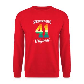41 Geburtstag - Unisex Pullover - Rot - Vorne - Alina (178cm) & Michal (187cm)