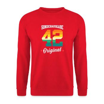 42 Birthday - Unisex Sweatshirt - red - Front - Alina (178cm) & Michal (187cm)