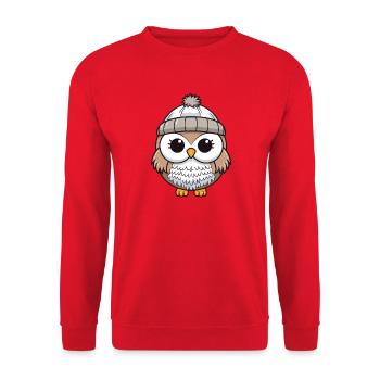 hibou hiver animal bébé bande dessinée - Sweat-shirt Unisexe - rouge - Devant - Alina (178cm) & Michal (187cm)