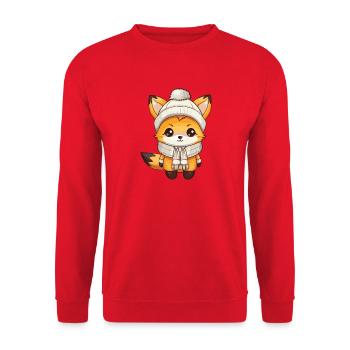 Fuchs Winter Tier Baby Comic - Unisex Pullover - Rot - Vorne - Alina (178cm) & Michal (187cm)