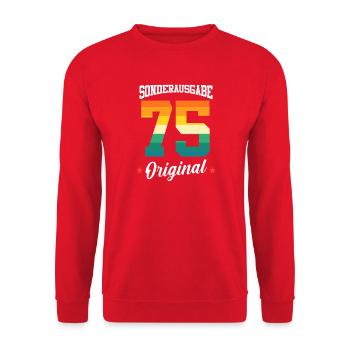 75 Birthday - Unisex Sweatshirt - red - Front - Alina (178cm) & Michal (187cm)
