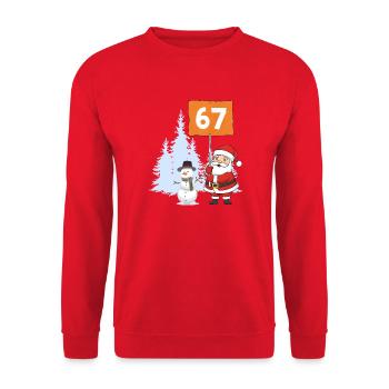 Santa67 Countdown Weihnachtsschild - Unisex Pullover - Rot - Vorne - Alina (178cm) & Michal (187cm)