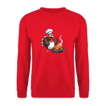 Cuisinier de dinde de Thanksgiving - Sweat-shirt Unisexe - rouge - Devant - Alina (178cm) & Michal (187cm)