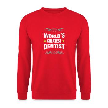 World's Best Dentist – Saying Shirt - Unisex Sweatshirt - red - Front - Alina (178cm) & Michal (187cm)