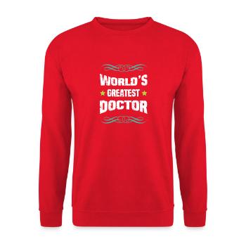 World's Best Doctor T-Shirt Design - Unisex Sweatshirt - red - Front - Alina (178cm) & Michal (187cm)