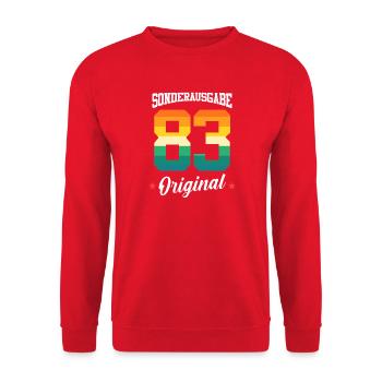 83 Birthday - Unisex Sweatshirt - red - Front - Alina (178cm) & Michal (187cm)