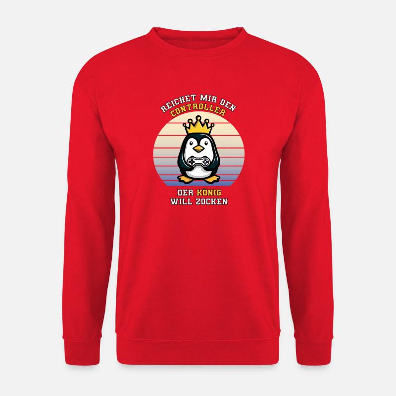 Der König will zocken - pinguin - Unisex Pullover - Rot