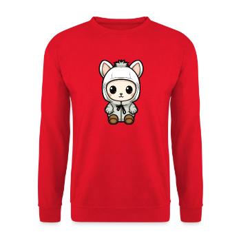 Bunny Winter Animal Baby Comic - Unisex Sweatshirt - red - Front - Alina (178cm) & Michal (187cm)