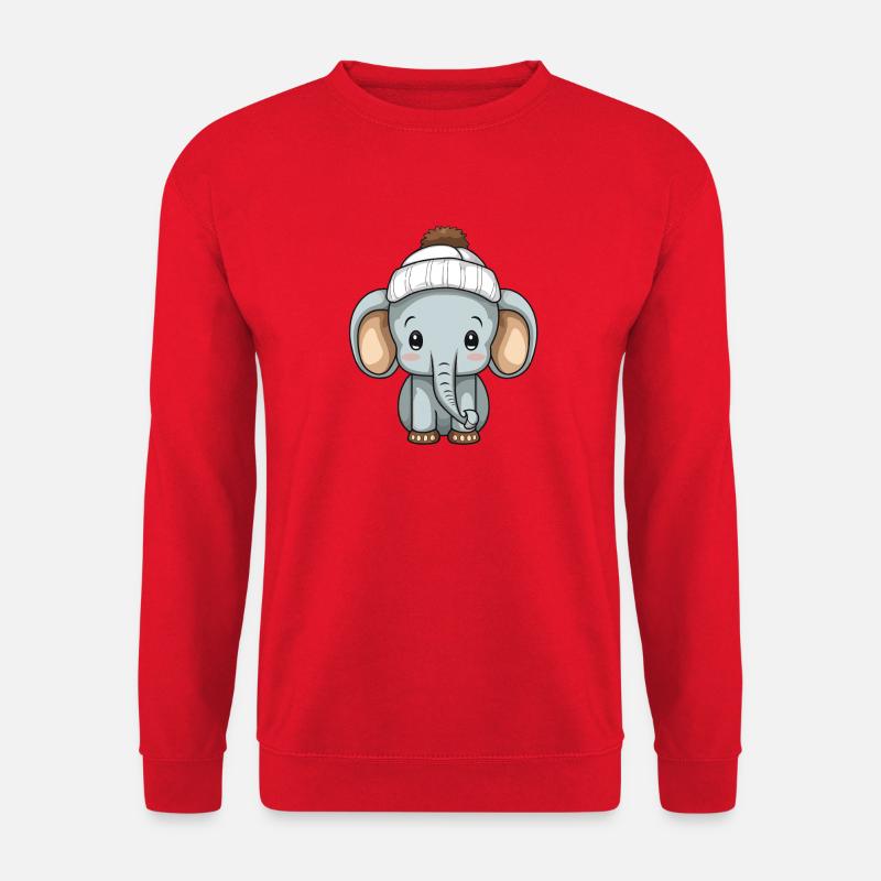 Elefant Winter Tier Baby Comic - Unisex Pullover - Rot