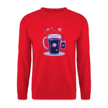 Lila Kosmos-Tasse mit Planetenspiel - Unisex Pullover - Rot - Vorne - Alina (178cm) & Michal (187cm)