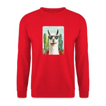Lama - Unisex Pullover - Rot - Vorne - Alina (178cm) & Michal (187cm)