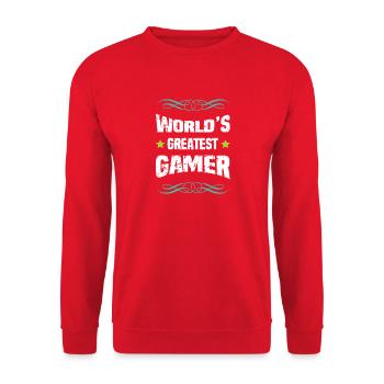 World's Best Gamer – Distressed Design - Unisex Sweatshirt - red - Front - Alina (178cm) & Michal (187cm)