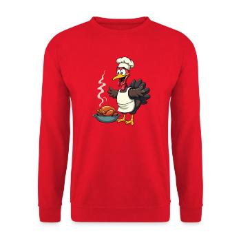 Cuisinier de dinde de Thanksgiving - Sweat-shirt Unisexe - rouge - Devant - Alina (178cm) & Michal (187cm)
