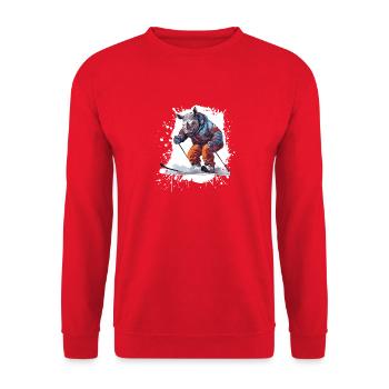 Nashorn Ski Skifahren - Unisex Pullover - Rot - Vorne - Alina (178cm) & Michal (187cm)