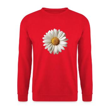 Gänseblümchen – Natürliches Blumenmotiv - Unisex Pullover - Rot - Vorne - Alina (178cm) & Michal (187cm)
