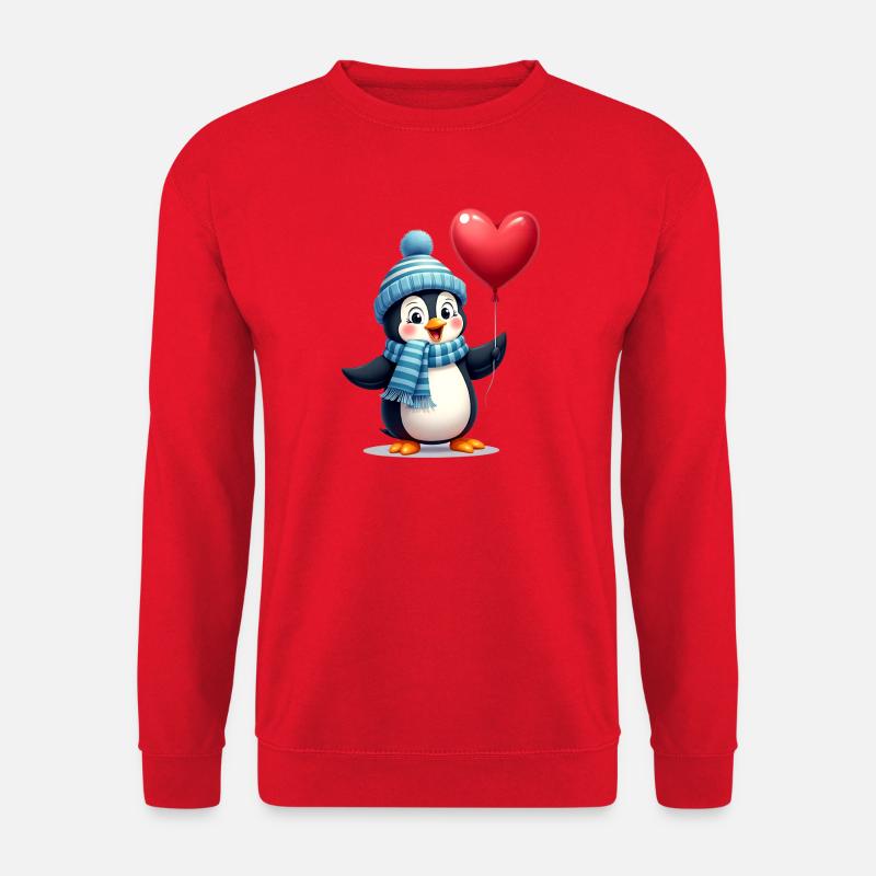 Süßer Pinguin mit Ballon - Unisex Pullover - Rot