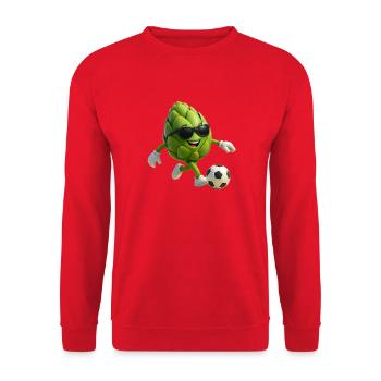 Artischocken Kicker mit Sonnenbrille Faußball - Unisex Pullover - Rot - Vorne - Alina (178cm) & Michal (187cm)