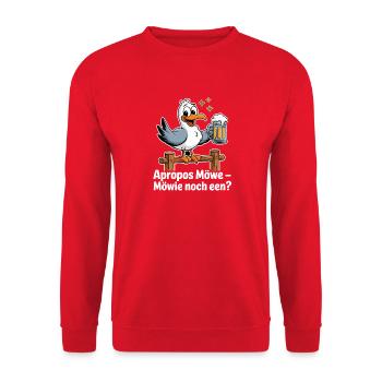 Speaking of seagull – Möwie noch een? Funny Seagull With - Unisex Sweatshirt - red - Front - Alina (178cm) & Michal (187cm)