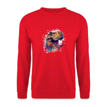 Colorful T-Rex Head Splash - Unisex Sweatshirt - red - Front - Alina (178cm) & Michal (187cm)