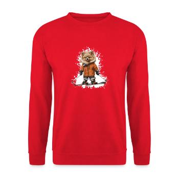 Pomeranian Dog Ski Skiing - Unisex Sweatshirt - red - Front - Alina (178cm) & Michal (187cm)