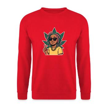 Rasta cartoon with dreadlocks and sunglasses - Unisex Sweatshirt - red - Front - Alina (178cm) & Michal (187cm)