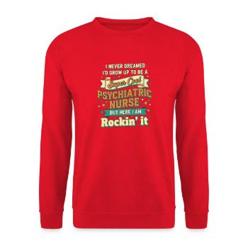 Idée cadeau d’infirmière psychiatrique rétro pour la santé mentale - Sweat-shirt Unisexe - rouge - Devant - Alina (178cm) & Michal (187cm)