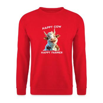 Happy Cow Happy Farmer Chemise - Sweat-shirt Unisexe - rouge - Devant - Alina (178cm) & Michal (187cm)